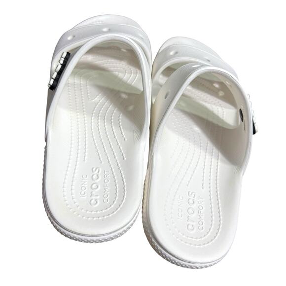 Crocs Classic 206761 Two Strap Sandals Waterproof Slides White Mens 8 Womens 10 - Picture 6 of 7